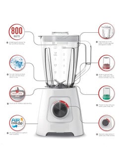 مولينكس Blender 800 Watt 2 Liters (1.25L Net) Grinder and Chopper White LM4231EG. 1.25 L 800 W LM4231EG White  - Image 4