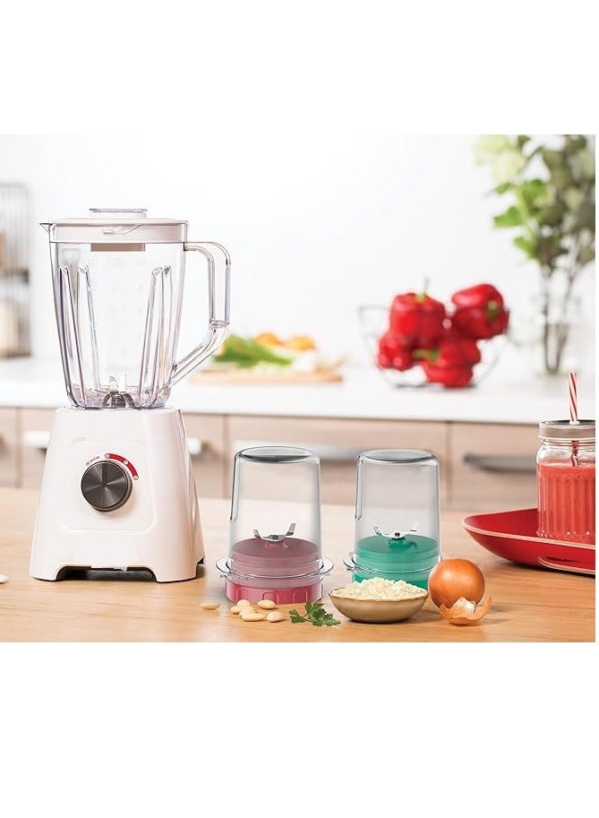 مولينكس - Blender 800 Watt 2 Liters (1.25L Net) Grinder and Chopper White LM4231EG. 1.25 L 800 W LM4231EG White - Image 1