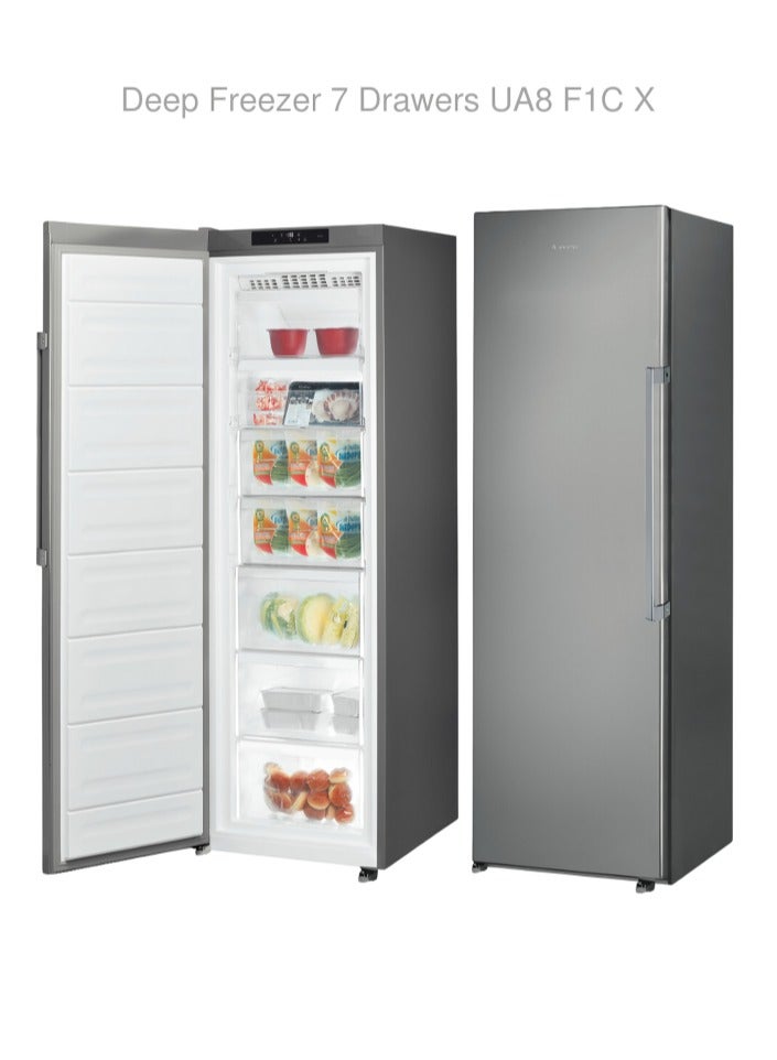 Ariston Digital Deep Freezer, 7 Drawers, 260 Liters, Silver – UA8 F1C X 260 L 2000 W UA8 F1C X silver - Image 2
