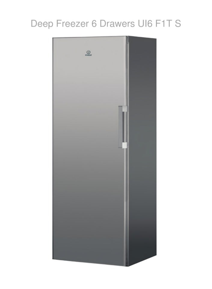 INDESIT - Indesit Free Standing Freezer 6 Drawers, 222 Liters, Silver – UI6 F1T S 222 L 2000 W UI6 F1T S silver - Image 1