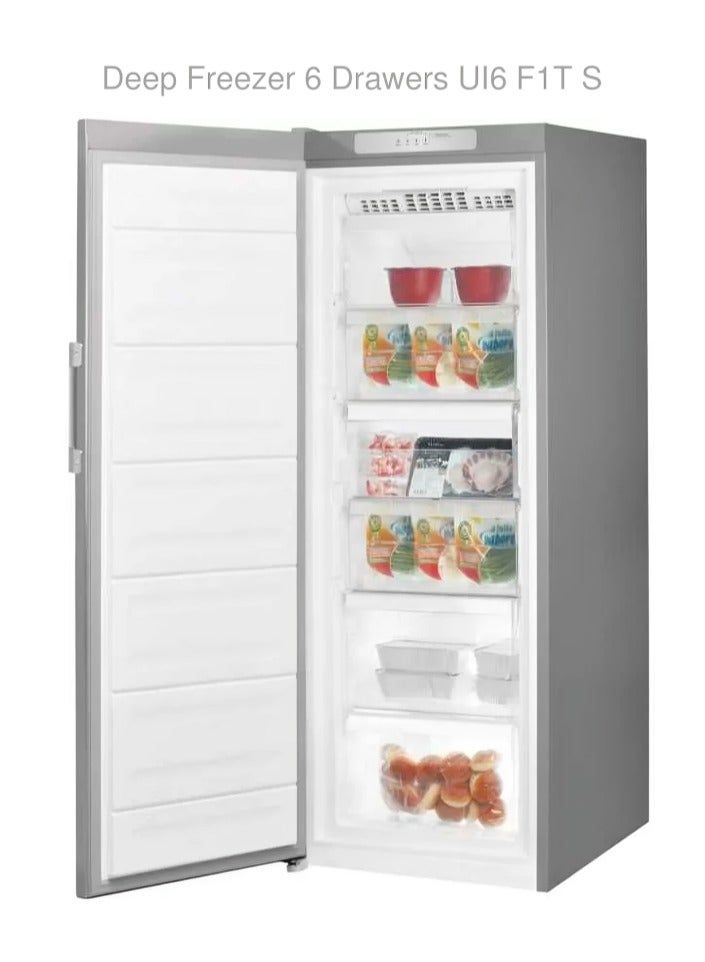 INDESIT - Indesit Free Standing Freezer 6 Drawers, 222 Liters, Silver – UI6 F1T S 222 L 2000 W UI6 F1T S silver - Image 1
