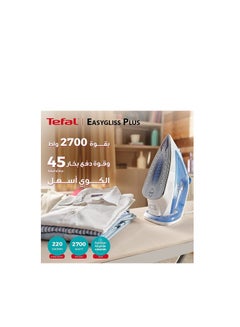 Tefal Tefal Easygliss Plus Steam Iron - 2700W, 220gmin, Durilium Soleplate, Blue and White - FV5751E2 270 ml 2700 W FV5751E2 Blue  - Image 5