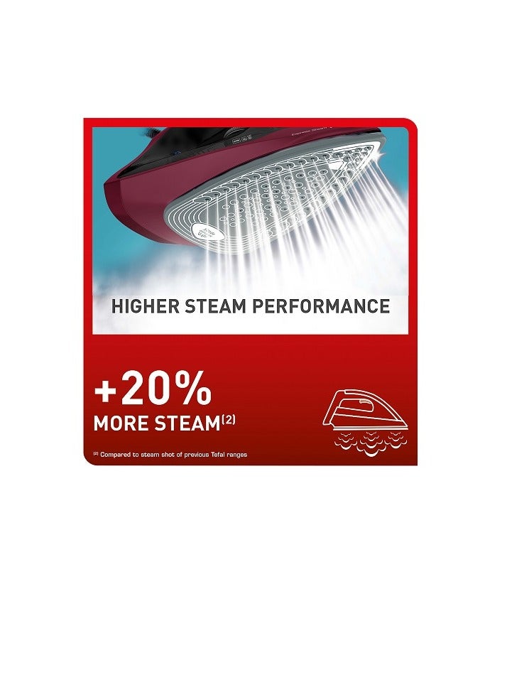 تيفال - Tefal Express Steam+ BLACK GLAMA - Steam Iron - 2600W - Ceramic X- Glide Soleplate Technology - Auto Off - Continuous Steam Output up to 45 g/minute - Steam Boost up to 210 g/minute - FV2869E2 270 ml 2600 W FV2869E2 BLACK GLAMA - Image 1