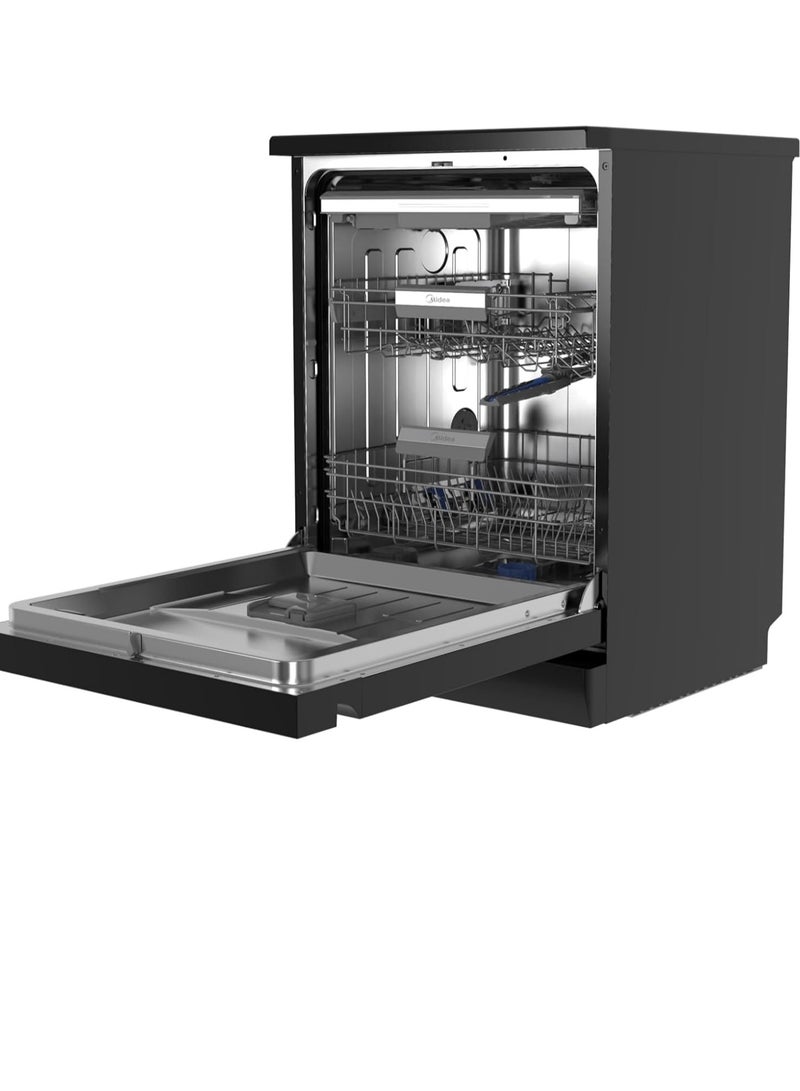 مديا Dishwasher 14 Place Ion Dish Fresh Technology Dual zone Wash Auto Open 6-Programs WIFI Black MDWEF1433D(B)-WI-EG MDWEF1433D(B)-WI-EG Black  - Image 2