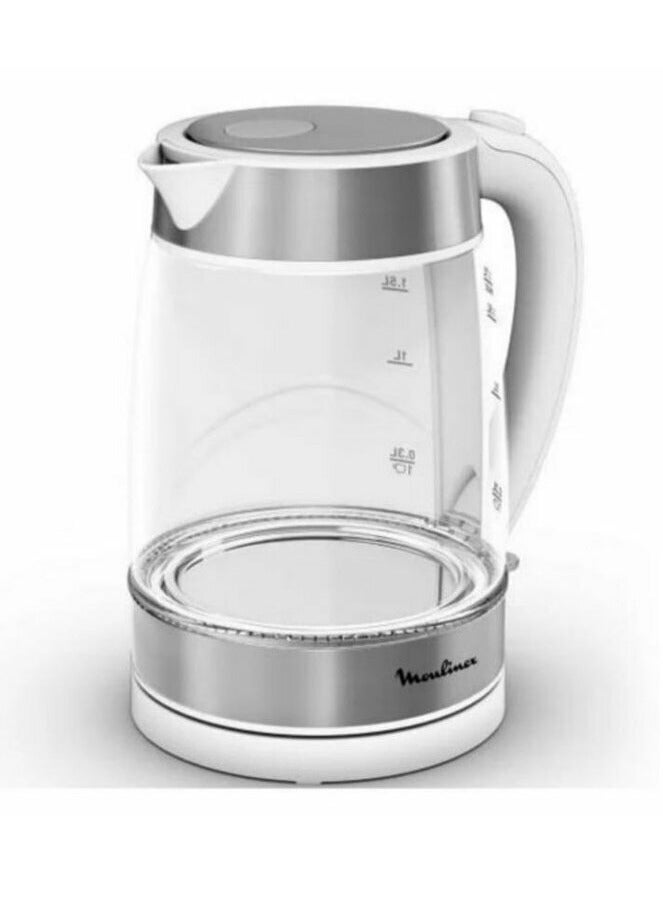 مولينكس Moulinex Kettle Glass BY600130 1.7 L 2200 W BY600130 white-silver  - Image 1