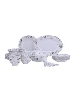DELCASA Delcasa 40 Piece Melamineware Dinner Set | Includes Oval Plate, Deep Plates, Round Bowls, Soup Plates, Bowls, Rice Spoons and Table Spoons| Dishwasher-Safe and Freezer-Friendly| Eco-Friendly and Food-Grade| Black Floral BLACK FLORAL  - Image 1