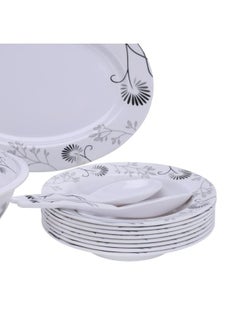 DELCASA Delcasa 40 Piece Melamineware Dinner Set | Includes Oval Plate, Deep Plates, Round Bowls, Soup Plates, Bowls, Rice Spoons and Table Spoons| Dishwasher-Safe and Freezer-Friendly| Eco-Friendly and Food-Grade| Black Floral BLACK FLORAL  - Image 3