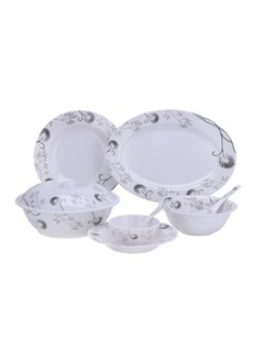 DELCASA Delcasa 40 Piece Melamineware Dinner Set | Includes Oval Plate, Deep Plates, Round Bowls, Soup Plates, Bowls, Rice Spoons and Table Spoons| Dishwasher-Safe and Freezer-Friendly| Eco-Friendly and Food-Grade| Black Floral BLACK FLORAL  - Image 4