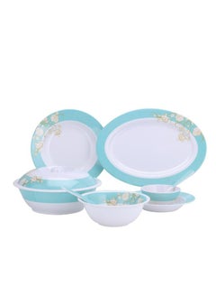 ديلكاسا 40pcs Melamine Ware Dinner Set  | Lightweight | Chip Resistant | Dishwasher-Safe | Elegant Design | Superior Quality | Plates, Dishes, Bowls, Spoons, Service For 6 White  - Image 2