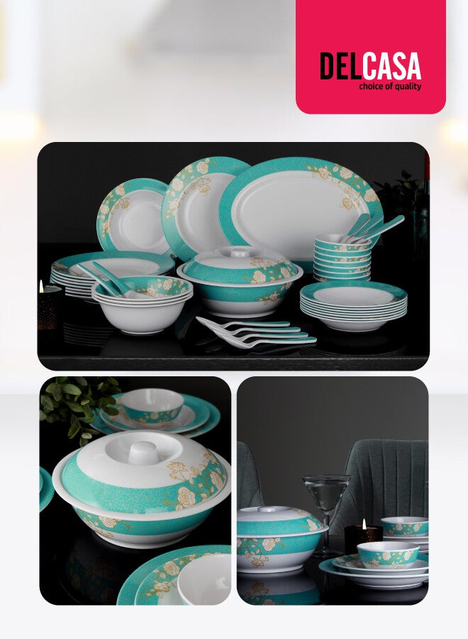 ديلكاسا طقم عشاء مكون من 40 قطعة من الميلامين | خفيف الوزن | مقاوم للتشقق | آمن في غسالة الصحون | تصميم أنيق | جودة عالية | أطباق، أطباق حساء، سلطانيات، ملاعق، خدمة لـ 6 أشخاص - Image 5