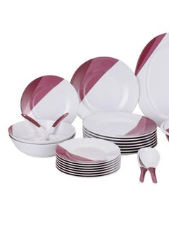 ديلكاسا Delcasa 54 Piece Skyline Melamineware Dinner Set-| Includes Oval Plates, Dinner Plates, Round Bowls, Soup Plates, Bowls, Rice Spoons, Serving Spoons, Soup Spoons and Table Spoons| Dishwasher-Safe and Freezer-Friendly| Eco-Friendly and Food-Grade| White and Red white and red  - Image 5