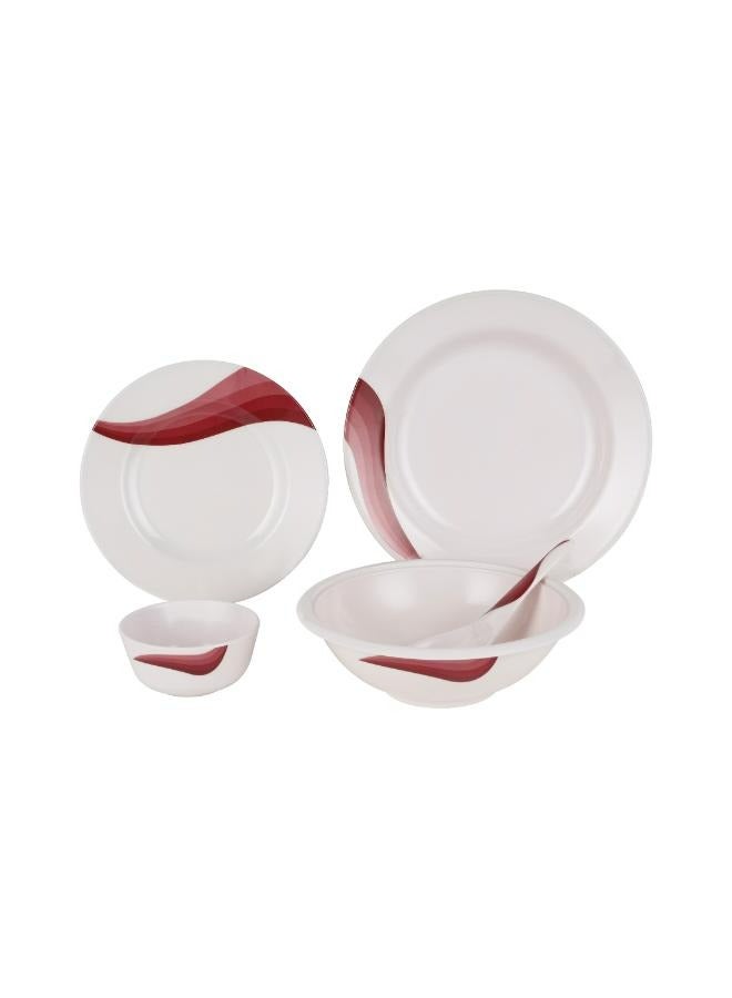 DELCASA Premium melamine ware 20Pcs dinner sets made from eco-friendly and food-grade materials   10" Deep Plate, 8" Flat Plate, 4" Bowl, 8.5 Bowl, Rice Spoon, Dishwasher Safe, Freezer Safe white and red  - Image 1
