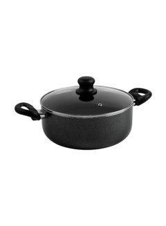 Royalford 10-Piece premium quality Aluminum heat -Resistant exterior Non-Stick Cookware set, durable 2 layer non stick coating , tempered glass lid with steel frame , Includes 2xCaaserole With Lids (24 cm & 20cm), 1x Sauce Pan with Lid (16 cm), 1xFrying Pan (24 cm), 3xNylon kitchen tool | black color Black 54.5x33x20 cm  - Image 2