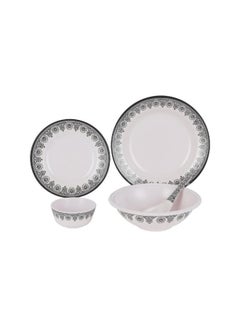 ديلكاسا Delcasa High Quality 20-Piece Melamine Dinner set with Dishwasher & Freezer Safe | The set includes  6 Piece deep plates,  6 Piece flat plates, an  1 Piece bowl, 6 Piece bowls, and a rice spoon. WHITE AND BLACK WHITE AND BLACK  - Image 2