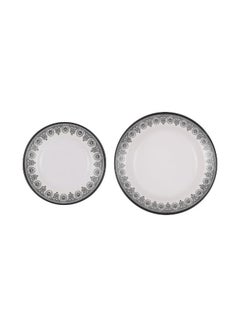 ديلكاسا Delcasa High Quality 20-Piece Melamine Dinner set with Dishwasher & Freezer Safe | The set includes  6 Piece deep plates,  6 Piece flat plates, an  1 Piece bowl, 6 Piece bowls, and a rice spoon. WHITE AND BLACK WHITE AND BLACK  - Image 3
