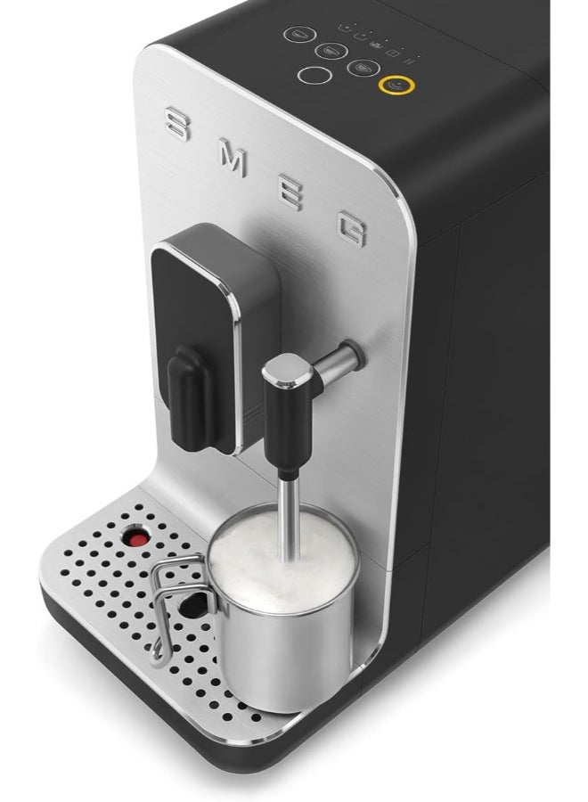 smeg 50’S Retro Style Bean To Cup Coffee Machine With Milk Frother, 8 Beverage Settings, Multiple Grind Functions, Adjustable Water Hardness, Matt Black, 1 Year Warranty 1350 W BCC12BLMUK Matt Black - Image 3