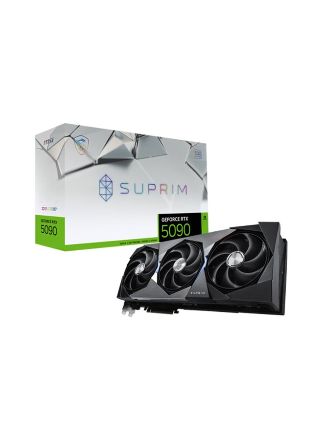 إم اس أي GeForce RTX 5090 32GB SUPRIM SOC Graphics Card – NVIDIA GeForce RTX 5090, 21760 CUDA Cores, 32GB GDDR7, 28Gbps Memory, PCIe Gen 5 x16, 512-bit Memory Bus, 4K/8K Support (DisplayPort 2.1b x3, HDMI 2.1b), 600W Power Consumption, 1000W PSU Recommended, 16-pin Power Connector, G-SYNC, DirectX 12 Ultimate, 7680x4320 Max Resolution, Special Overclocked Edition (SOC) Grey  - Image 1