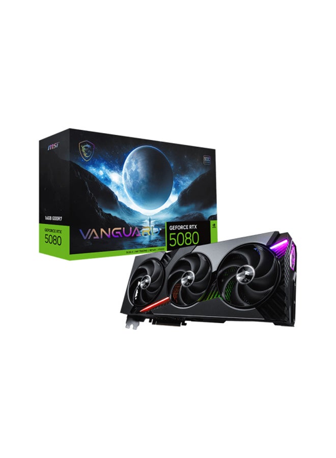 إم اس أي GeForce RTX 5080 16GB VANGUARD SOC, PCIe Gen 5, 10752 CUDA Cores, 16GB GDDR7, 256-bit, 30 Gbps Memory, Boost Clock 2730 MHz, 4K 480Hz & 8K 120Hz Support, 360W Power Consumption, 850W PSU Recommended, DisplayPort 2.1b, HDMI 2.1b, DirectX 12 Ultimate, G-SYNC Grey  - Image 1