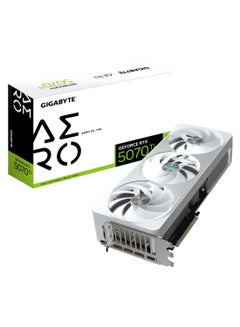 GIGABYTE GeForce RTX™ 5070 Ti AERO OC 16G Graphics Card - NVIDIA Blackwell Architecture, 16GB GDDR7, 256-bit Memory, 28 Gbps Memory Clock, PCI-E 5.0, 7680 x 4320 Digital Resolution, 4 Multi-View, WINDFORCE Cooling, RGB Lighting, Dual BIOS (Performance/Silent), 3x DisplayPort 2.1a, 1x HDMI 2.1b, Versatile VGA Holder | GV-N507TAERO OC-16GD Silver  - Image 1