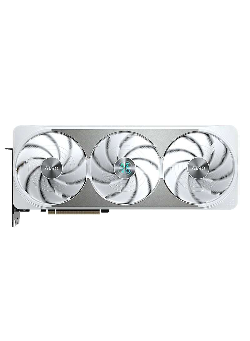 جيجابايت - GeForce RTX™ 5070 Ti AERO OC 16G Graphics Card - NVIDIA Blackwell Architecture, 16GB GDDR7, 256-bit Memory, 28 Gbps Memory Clock, PCI-E 5.0, 7680 x 4320 Digital Resolution, 4 Multi-View, WINDFORCE Cooling, RGB Lighting, Dual BIOS (Performance/Silent), 3x DisplayPort 2.1a, 1x HDMI 2.1b, Versatile VGA Holder | GV-N507TAERO OC-16GD Silver - Image 1