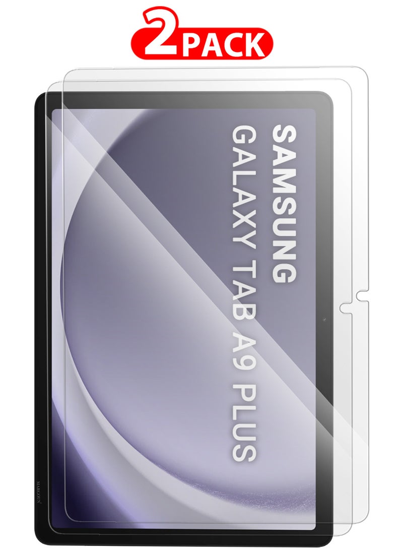 MARGOUN (for Samsung Galaxy Tab A9 Plus) 2Packs Premium Screen Protector Full Coverage, Scratch-Resistant Anti Bubble Clear  - Image 1