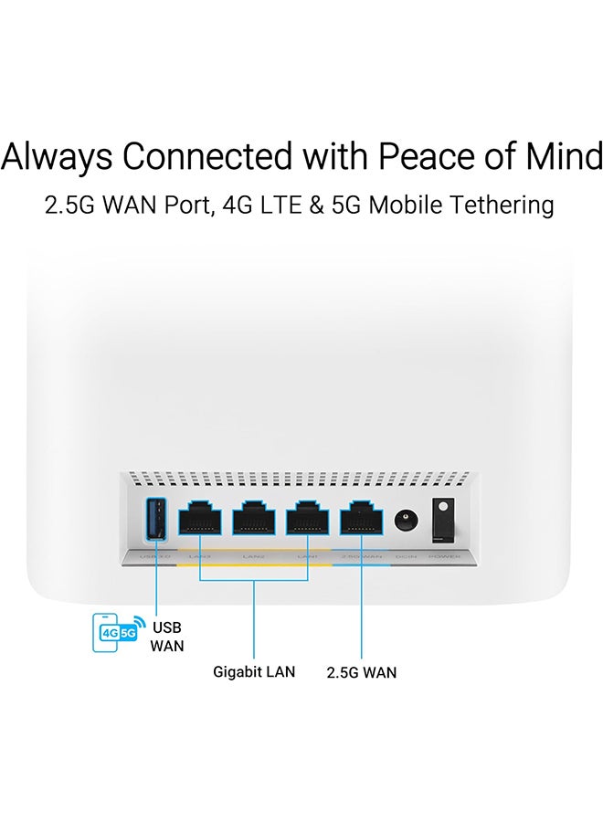 ASUS - ZenWiFi BT10 Tri-band WiFi 7 Mesh, 18 Gpbs, 6000 sq.ft (2pk), Dual 10G Ports, Mobile Tethering White - Image 1