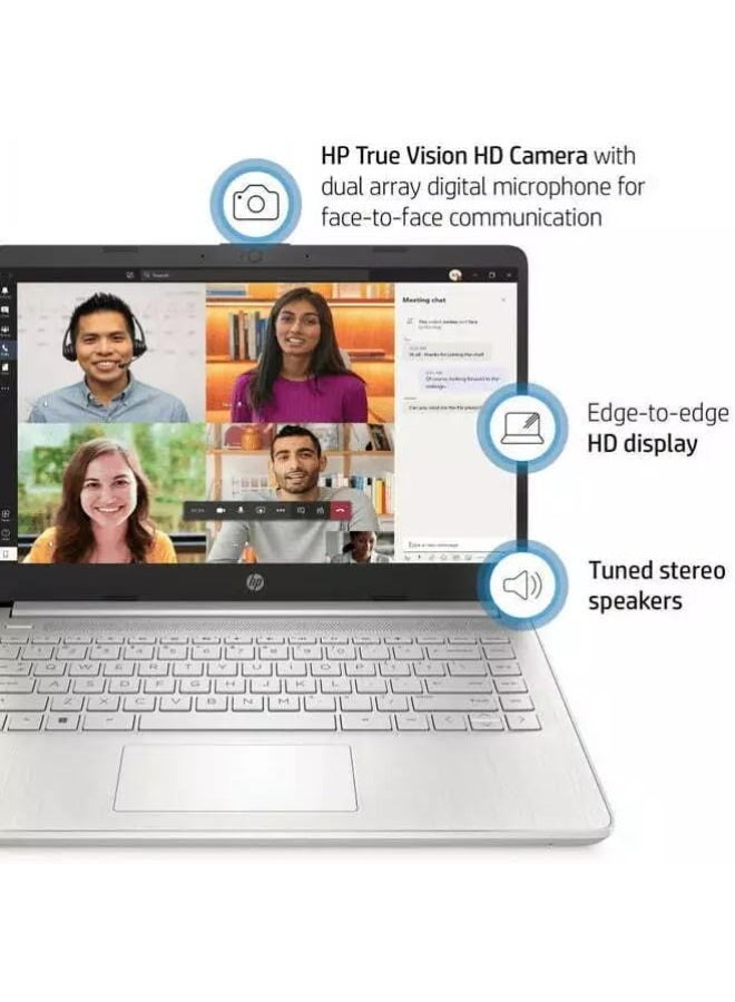HP - 14s Laptop With 14-Inch Diagonal FHD Display, Core i3-1215U Processor/16GB RAM/1TB SSD/Intel UHD Graphics/Windows 11 English/Arabic Natural silver - Image 1