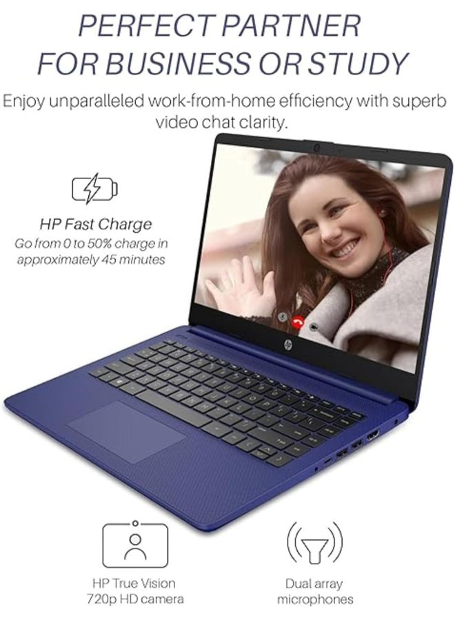 HP - 14s Laptop With 14-Inch Diagonal HD Touch Screen Display, Pentium Silver N5030 Processor/8GB RAM/512GB SSD/Intel UHD Graphics/Windows 11 English/Arabic Blue - Image 1