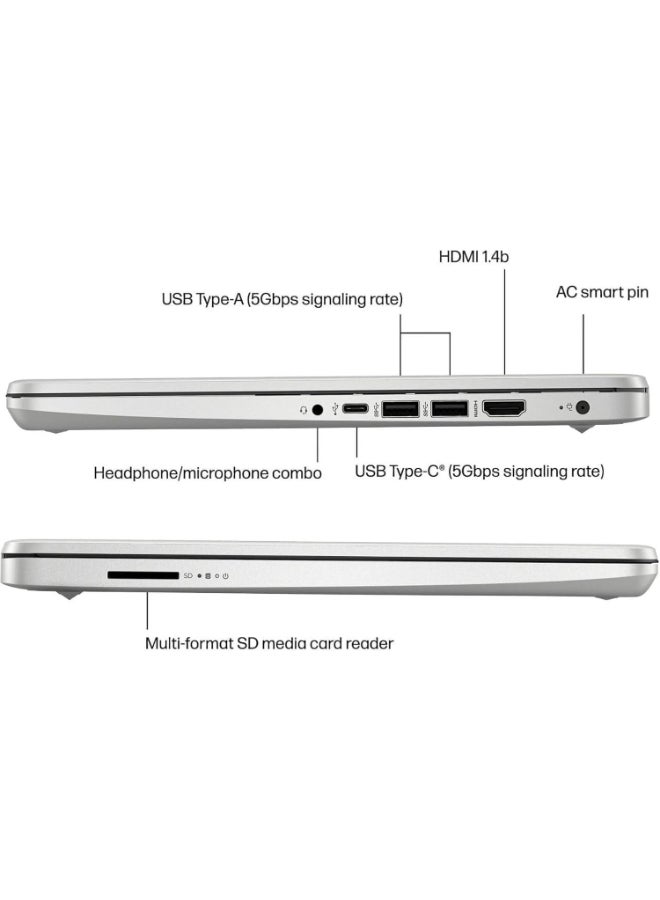 إتش بي 14s Laptop With 14-Inch Diagonal HD Touch Screen Display, Pentium Silver N5030 Processor/8GB RAM/512GB SSD/Intel UHD Graphics/Windows 11 English/Arabic Natural silver  - Image 5