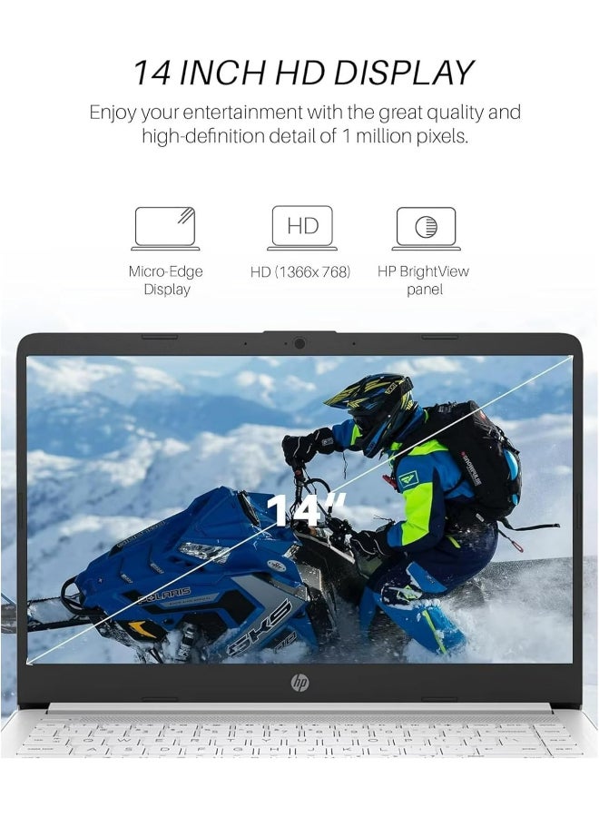 HP 14s Laptop With 14-Inch Diagonal HD Touch Screen Display, Pentium Silver N5030 Processor/8GB RAM/512GB SSD/Intel UHD Graphics/Windows 11 English/Arabic Snow White  - Image 5