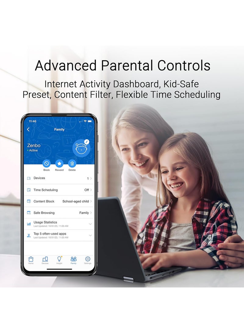 أسوس ZenWiFi BT8 Tri-band WiFi 7 Mesh, 14 Gpbs, 5900 sq.ft (2pk), Dual 2.5G Ports, Mobile Tethering White  - Image 5