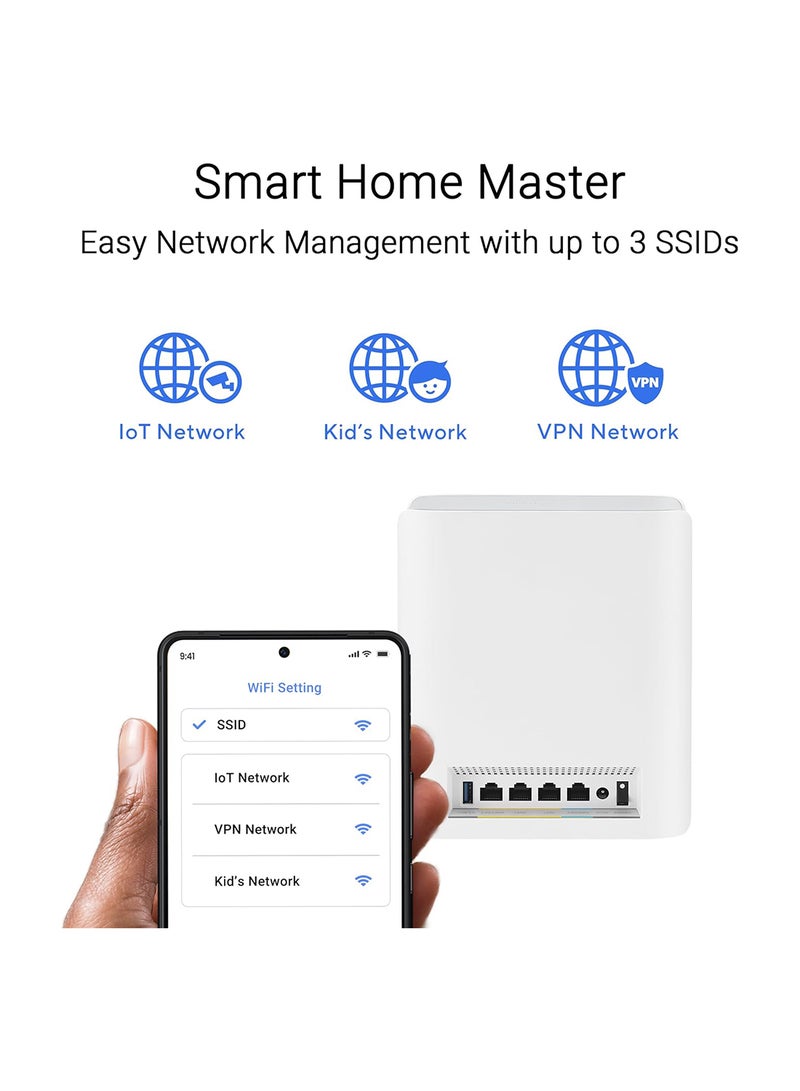ASUS - ZenWiFi BT8 Tri-band WiFi 7 Mesh, 14 Gpbs, 3000 sq.ft (1pk), Dual 2.5G Ports, Mobile Tethering White - Image 1
