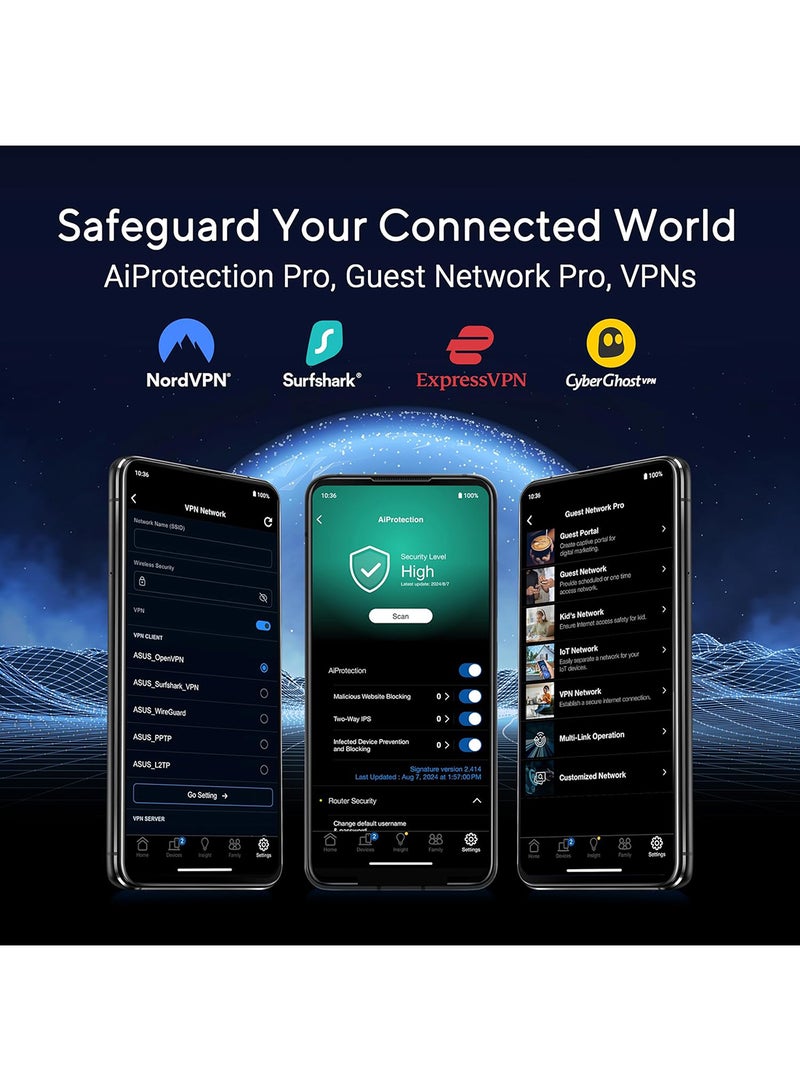 أسوس RT-BE86U Dual-band WiFi 7 Router, supports 4096-QAM, Multi-link operation (MLO), AI WAN Detection Black  - Image 5