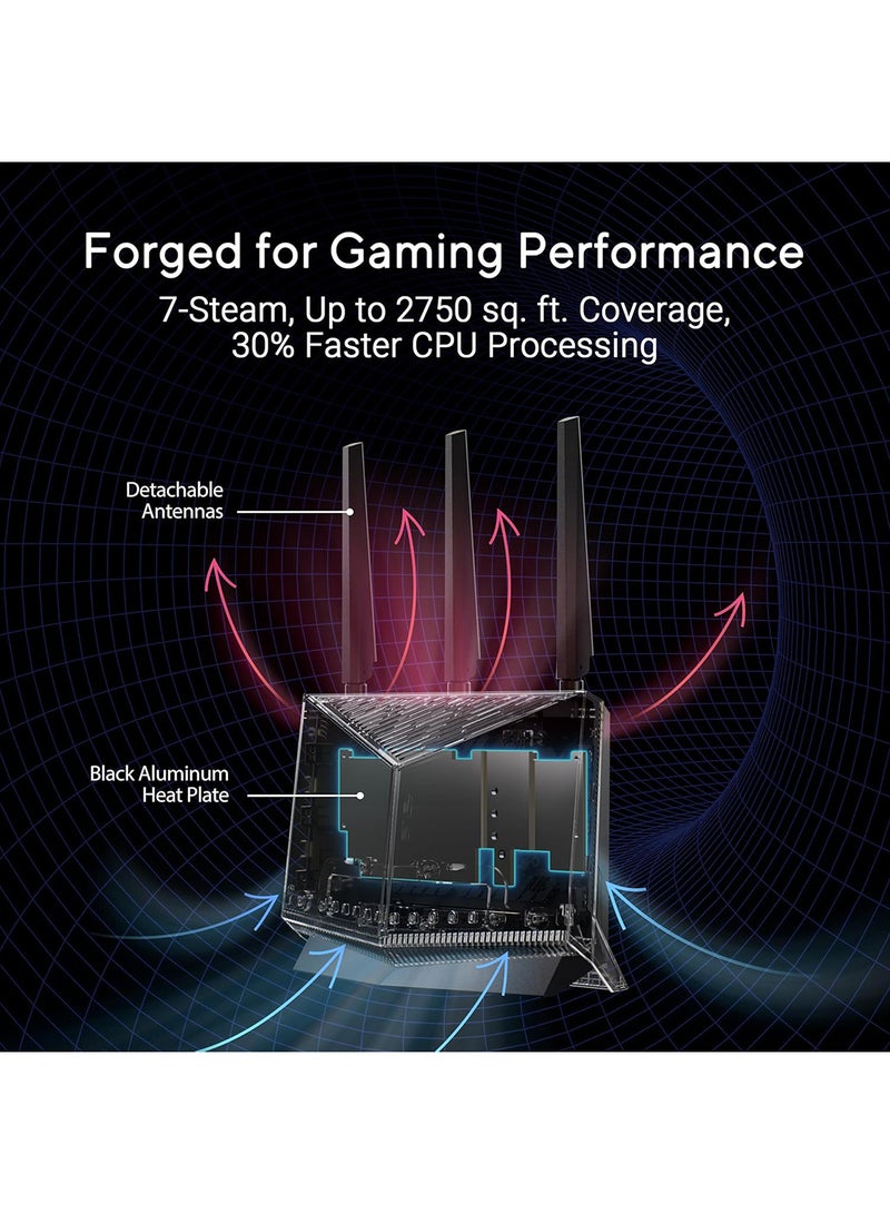أسوس RT-BE86U Dual-band WiFi 7 Router, supports 4096-QAM, Multi-link operation (MLO), AI WAN Detection Black  - Image 4