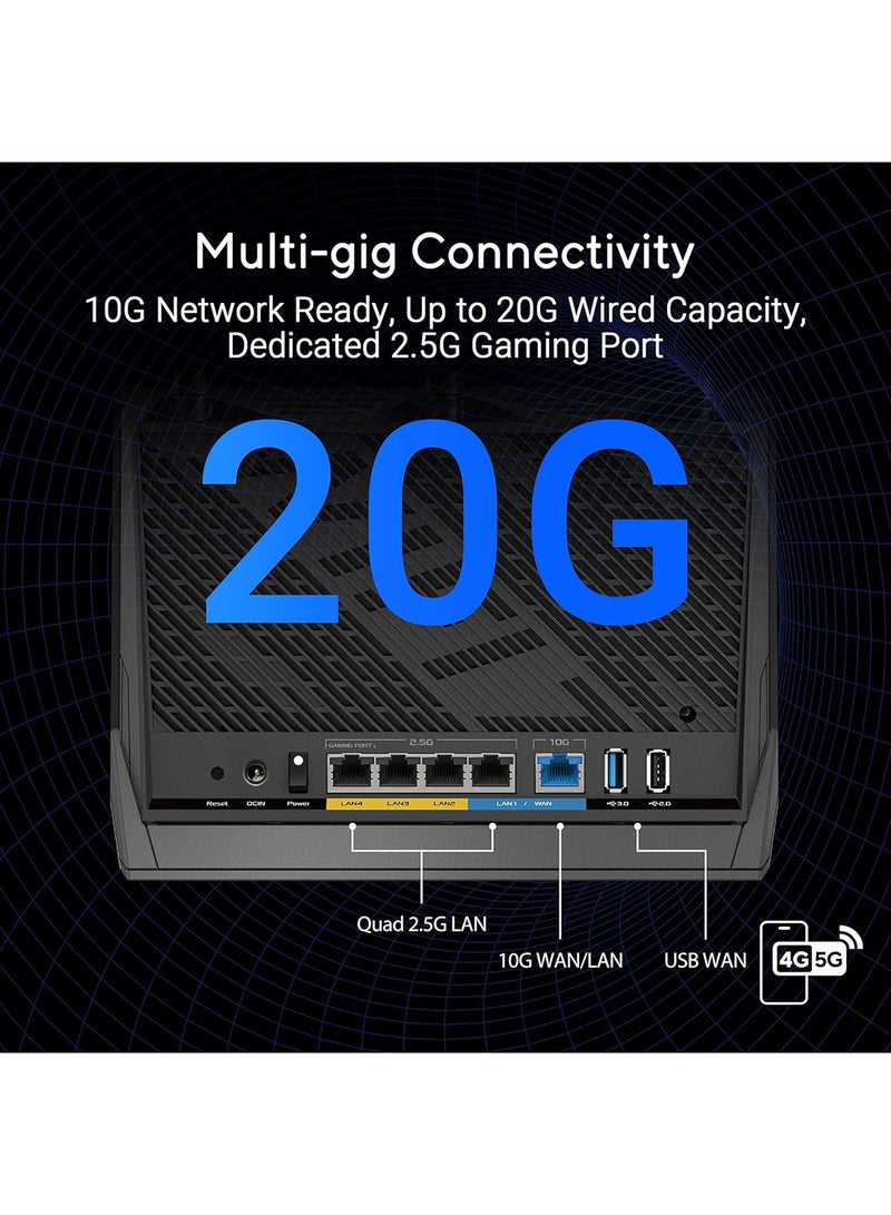 أسوس RT-BE86U Dual-band WiFi 7 Router, supports 4096-QAM, Multi-link operation (MLO), AI WAN Detection Black  - Image 3