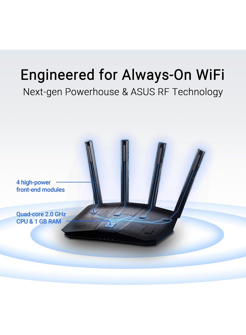 ASUS - RT-BE58U Dual-band WiFi 7 (802.11be) Smart AiMesh Extendable Router, 3600 Mbps, 2.5G port Black - Image 1