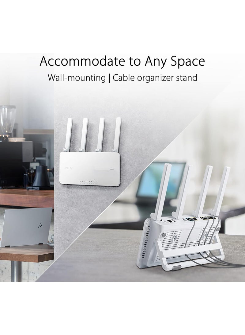 ASUS - ExpertWiFi EBR63 AX3000, All-in-One Access Point with Router, Switch and Security Gateway White - Image 1