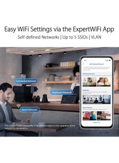 ASUS ExpertWiFi EBA63 (AX3000), Dual Band WiFi 6 Access Point, Support up to 5 SSIDs and VLAN, 100+ devices White  - Image 2