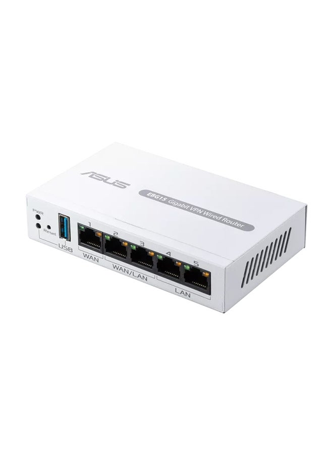 ASUS EBG15, Gigabit VPN wired router, Up to 3 WAN ethernet ports + 1 USB WAN, IPS intrusion prevention, Layer 7 firewall, White  - Image 1