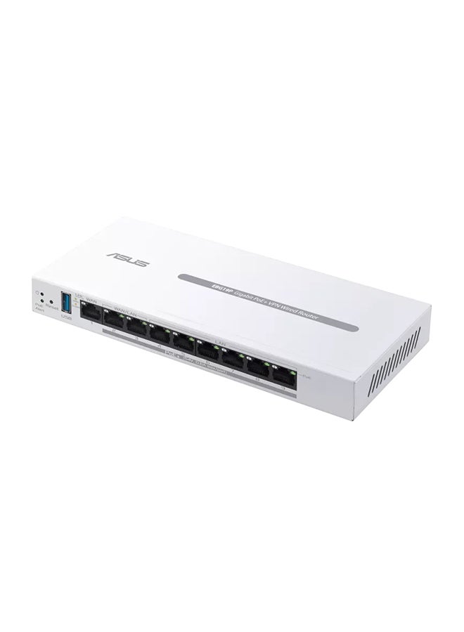 ASUS - EBG19P, Gigabit PoE+ VPN wired router, 8 PoE+ ports, 123W, Up to 3 WAN ethernet ports + 1 USB WAN White - Image 1