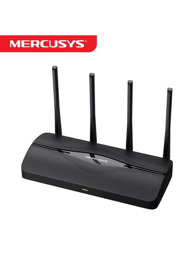 MERCUSYS - MR27BE  BE3600 Fast 3.6 Gbps Dual Band Speed Wi-Fi 7 Router|2× 2.5 Gbps Ports +2× Gigabit Ports|4× Omni Directional High-Gain Antennas|160 MHz Channels|EasyMesh-Compatible|Multi-Link Operation|4K QAM for More Data|Easy App Control Black - Image 1