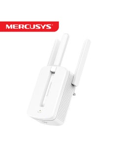 ميركوسيس MW300RE 300 Mbps Wi-Fi Range Extender| 3 External Antennas with MIMO Technology|Wireless Coverage at Easy Two-Touch Setup|Miniature Size And Wall-Mounted Design|Smart Signal Indicator Light|App Control White  - Image 1