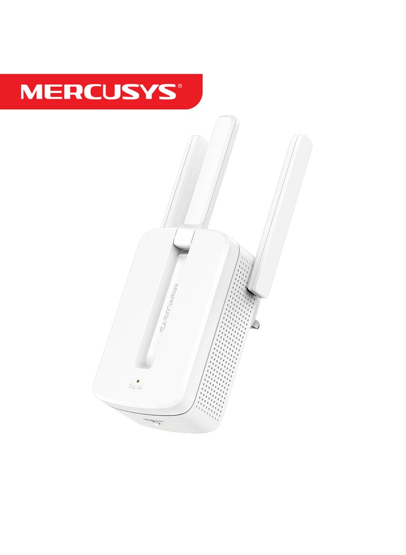 MERCUSYS - MW300RE 300 Mbps Wi-Fi Range Extender| 3 External Antennas with MIMO Technology|Wireless Coverage at Easy Two-Touch Setup|Miniature Size And Wall-Mounted Design|Smart Signal Indicator Light|App Control White - Image 1