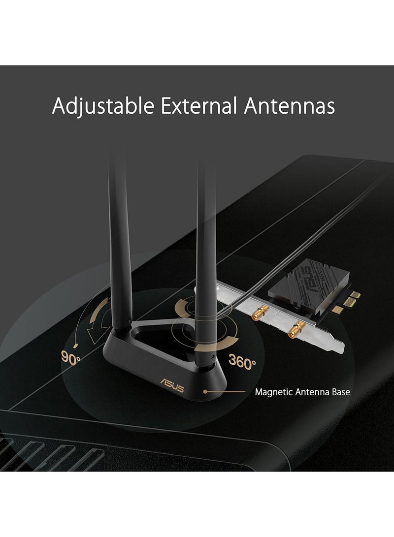 ASUS - BE9400 Wi-Fi Adapter, Tri-Band, Wi-Fi 7 Adapter, Bluetooth 5.4, OFDMA, Multi-link Operation Black - Image 1
