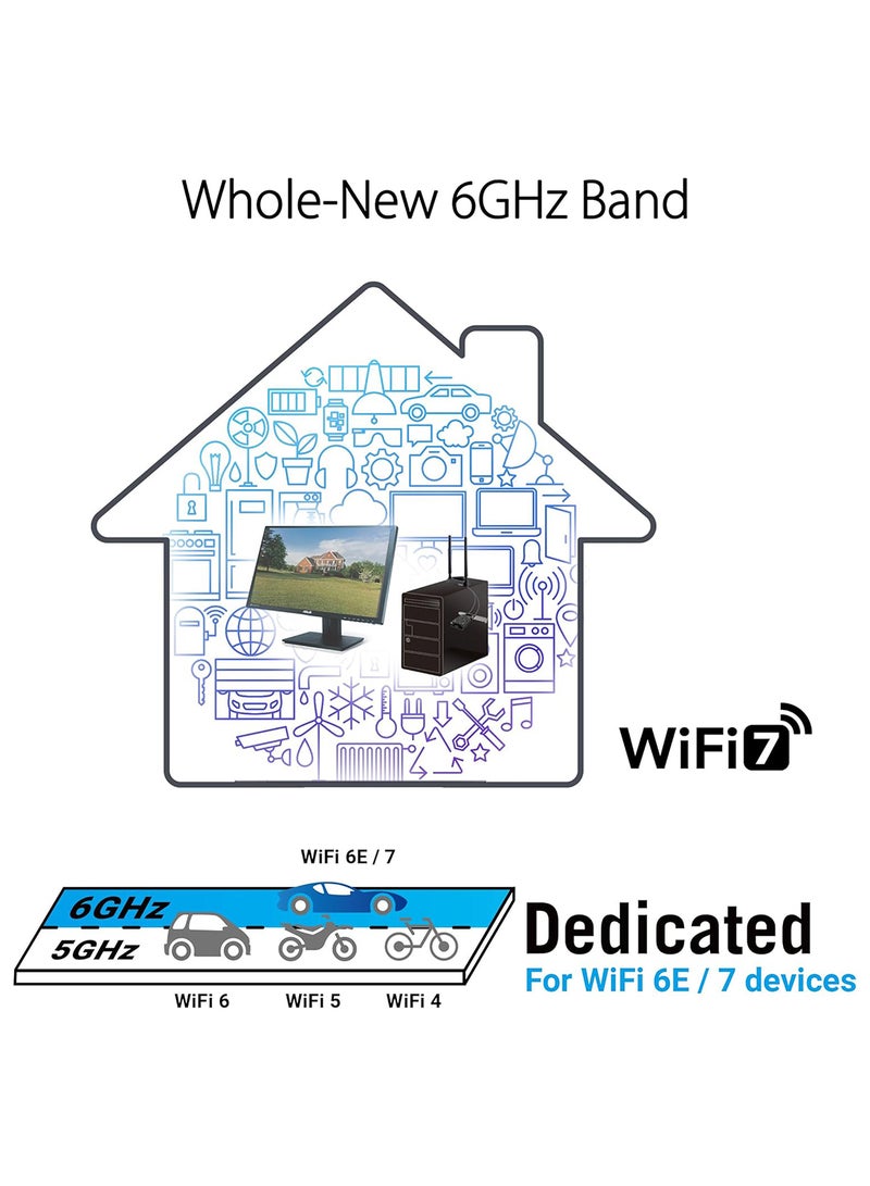 ASUS - BE9400 Wi-Fi Adapter, Tri-Band, Wi-Fi 7 Adapter, Bluetooth 5.4, OFDMA, Multi-link Operation Black - Image 1