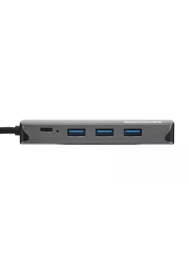 Lenovo 150 USB-C Travel Dock (Charging Host Upto 100W |3 x USB-A 3.0| x HDMI 1.4, 4K @ 30 Hz| 1 x VGA, Up to 1920 x 1080 @ 60 Hz | 1 x Video Output | RJ45 Support |3 Year Warranty) GX91M73946 | Grey  - Image 2