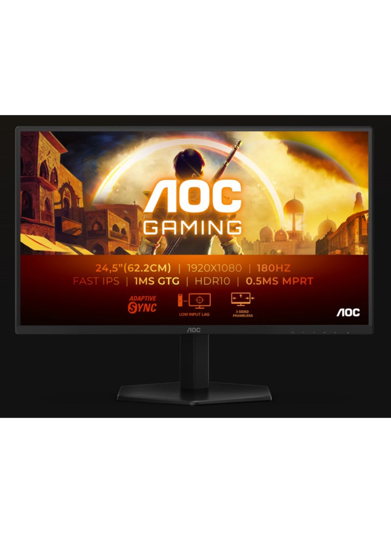 AOC - 24.5 inch Fast IPS Gaming Monitor, FHD 1920 x 1080, 180Hz, 0.5MS MPRT / 1MS GTG, HDMI 2.0, Display Port 1.4, Adaptive-Sync, Tilt, High Dynamic Range(HDR10) support 25G42E Black & Red - Image 1