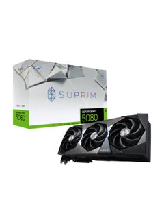 إم اس أي GeForce RTX 5080 16G SUPRIM SOC, 16GB GDDR7, 10752 CUDA Cores, 256-bit Memory Bus, 30 Gbps Memory Speed, PCIe Gen 5 x16, Boost Clock 2745 MHz, DisplayPort 2.1 x3, HDMI 2.1, 4K 480Hz, 8K 120Hz, 360W Power Consumption, 7680 x 4320 Max Resolution, G-SYNC, DirectX 12 Ultimate, OpenGL 4.6 Support Black  - Image 1