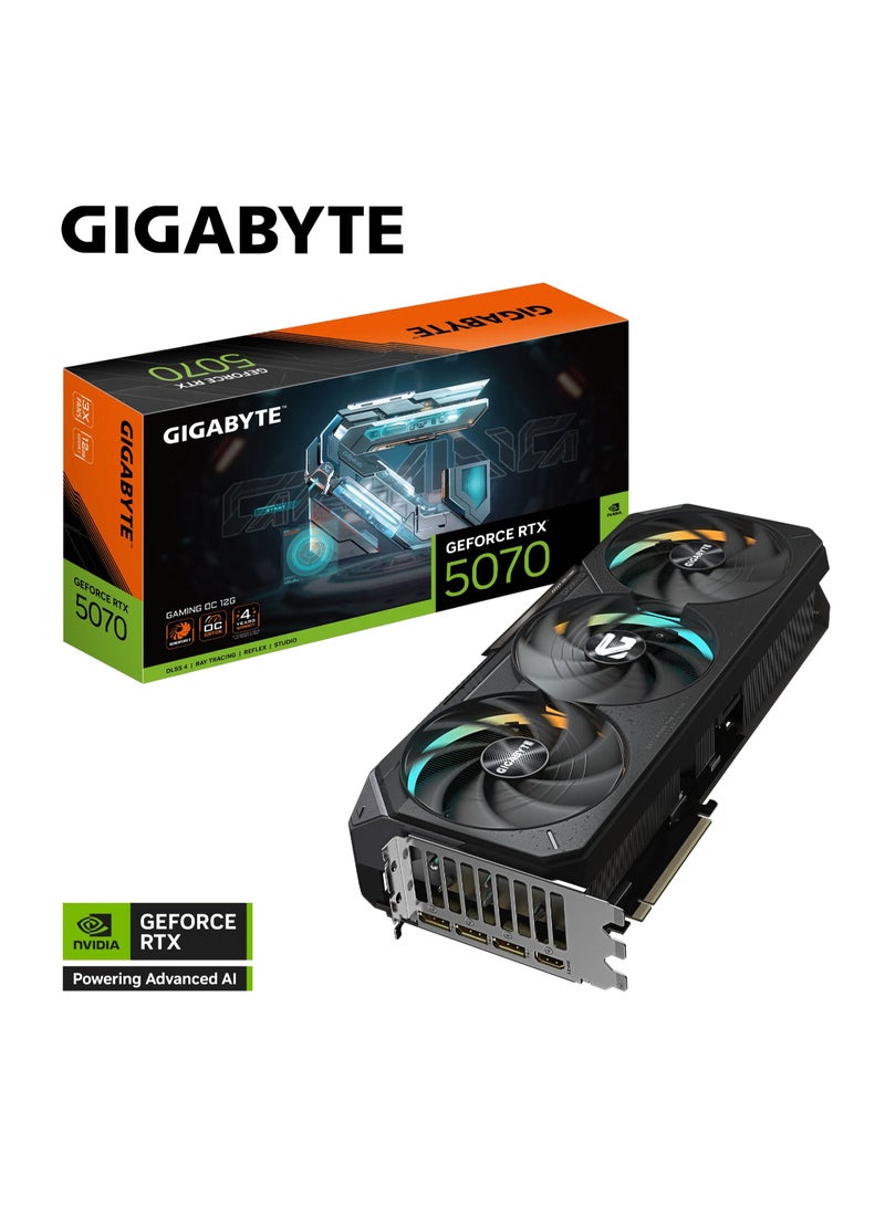 جيجابايت - GeForce RTX™ 5070 Ti GAMING OC 16GB GDDR7 Graphics Card, WINDFORCE Cooling, Dual BIOS, PCIe 5.0, 28 Gbps Memory Clock, 7680 x 4320 Resolution, 4x Multi-View, DisplayPort 2.1, HDMI 2.1b, RGB Halo, Versatile VGA Holder | GV-N507TGAMING OC-16GD Black - Image 1