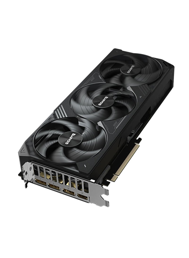 GeForce RTX™ 5070 Ti WINDFORCE OC SFF 16G Graphics Card - NVIDIA Blackwell Architecture, 16GB GDDR7, 256-bit Memory, 28 Gbps Memory Clock, PCI-E 5.0, 7680 x 4320 Digital Resolution, 4 Multi-View, ATX Form Factor, DirectX 12 API, OpenGL 4.6, 1x 16-pin Power Connector, 3x DisplayPort 2.1a, 1x HDMI 2.1b, Dual BIOS (Performance/Silent), WINDFORCE Cooling System, Hawk Fan, Server-Grade Thermal Conductive Gel, Versatile VGA Holder Included | GV-N507TWF3OC-16GD Black